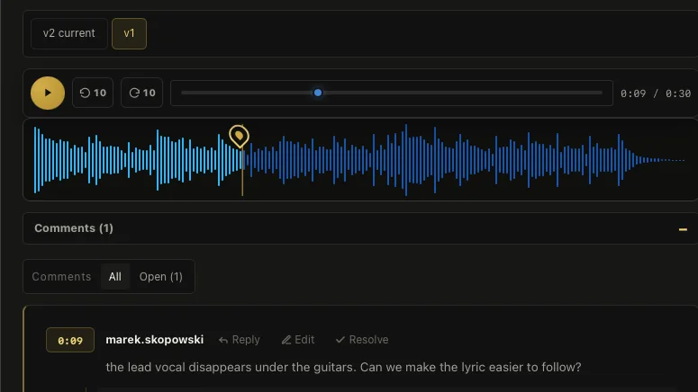 Cuepoint revision controls keeping v2 current and v1 under one track